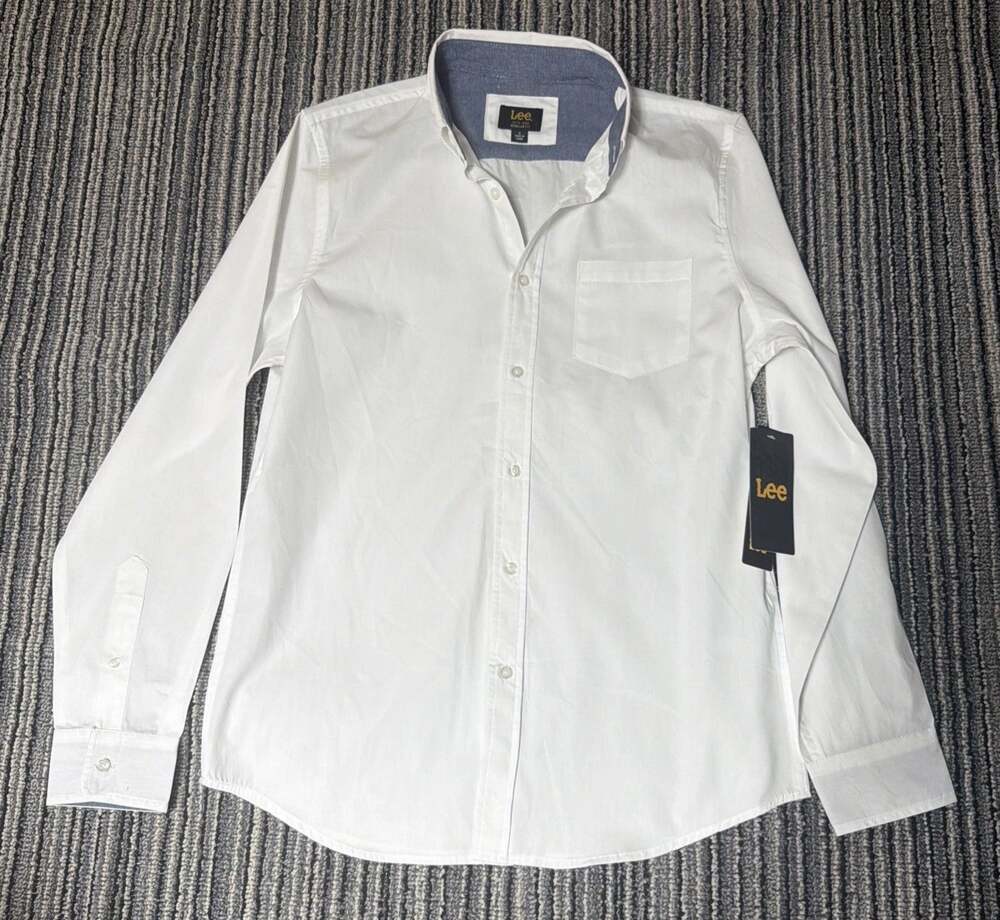Lee Button Up Shirt Long Sleeve Men's Size Small White Regular Fit Soft NWT